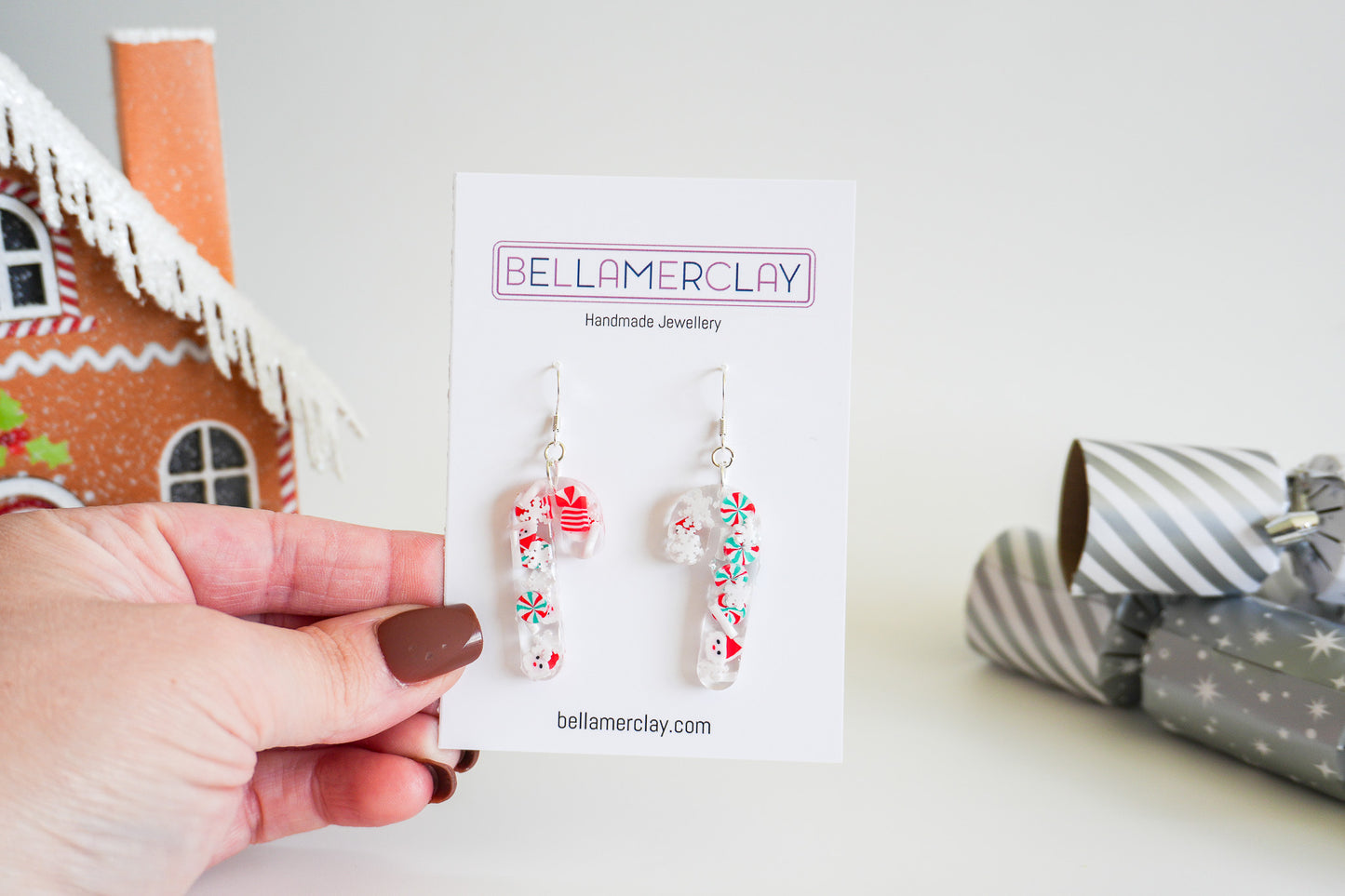 Resined Candy Cane Earrings