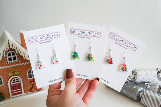 Resin Christmas Tree Earrings-Small
