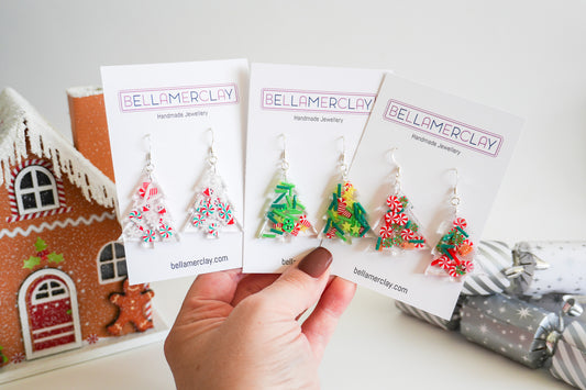 Resin Christmas Tree Earrings-Large