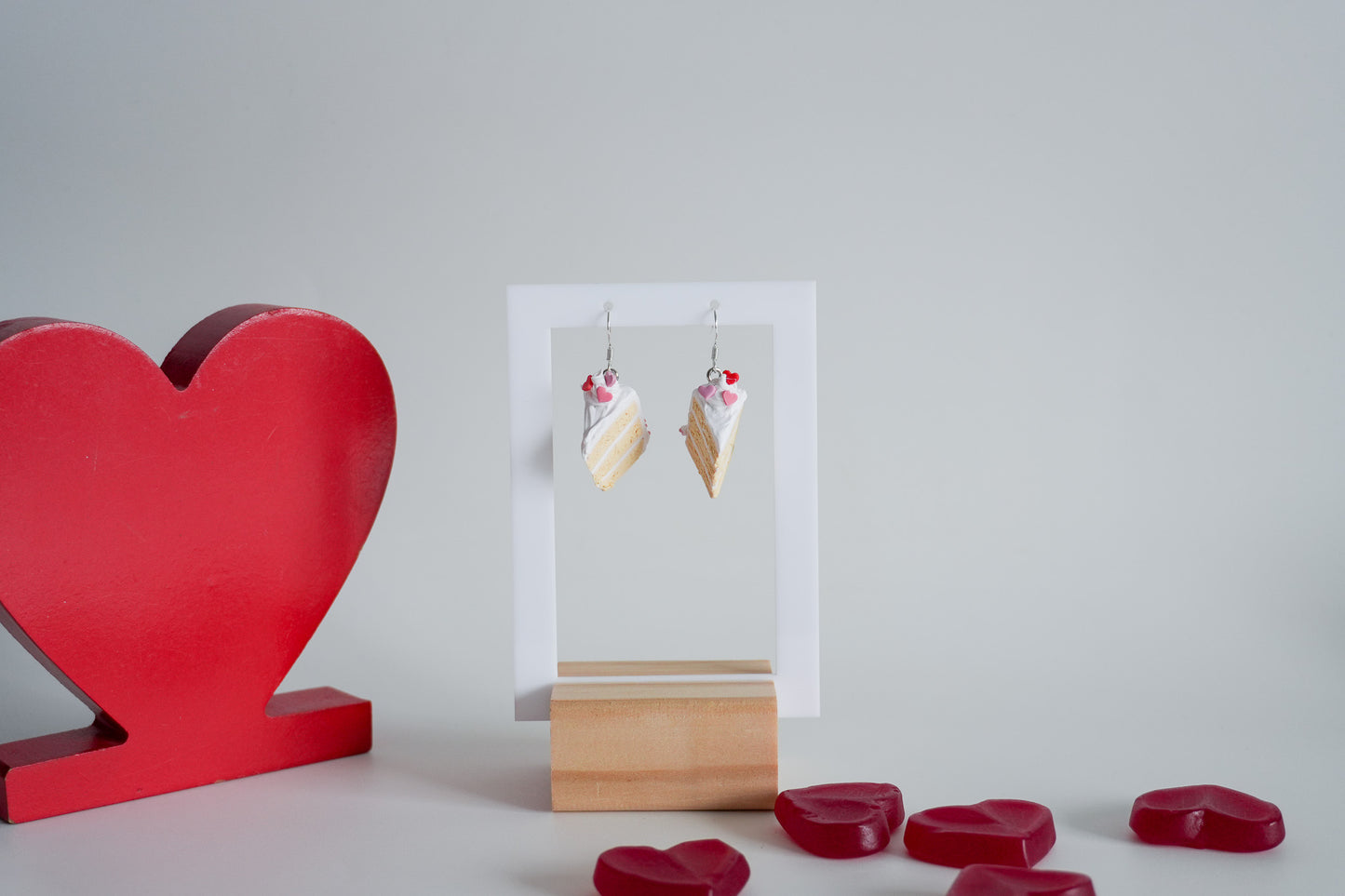 Valentines Cake Slice Earrings