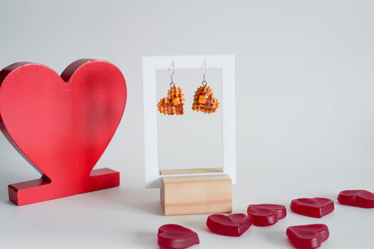 Waffle Heart Earrings