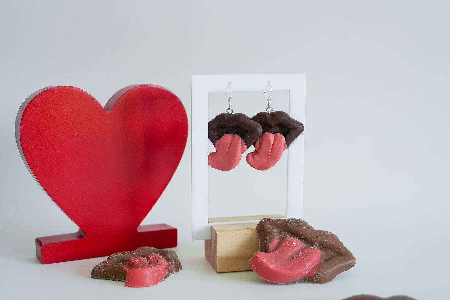 Raspberry Chocolate Mouth Earrings