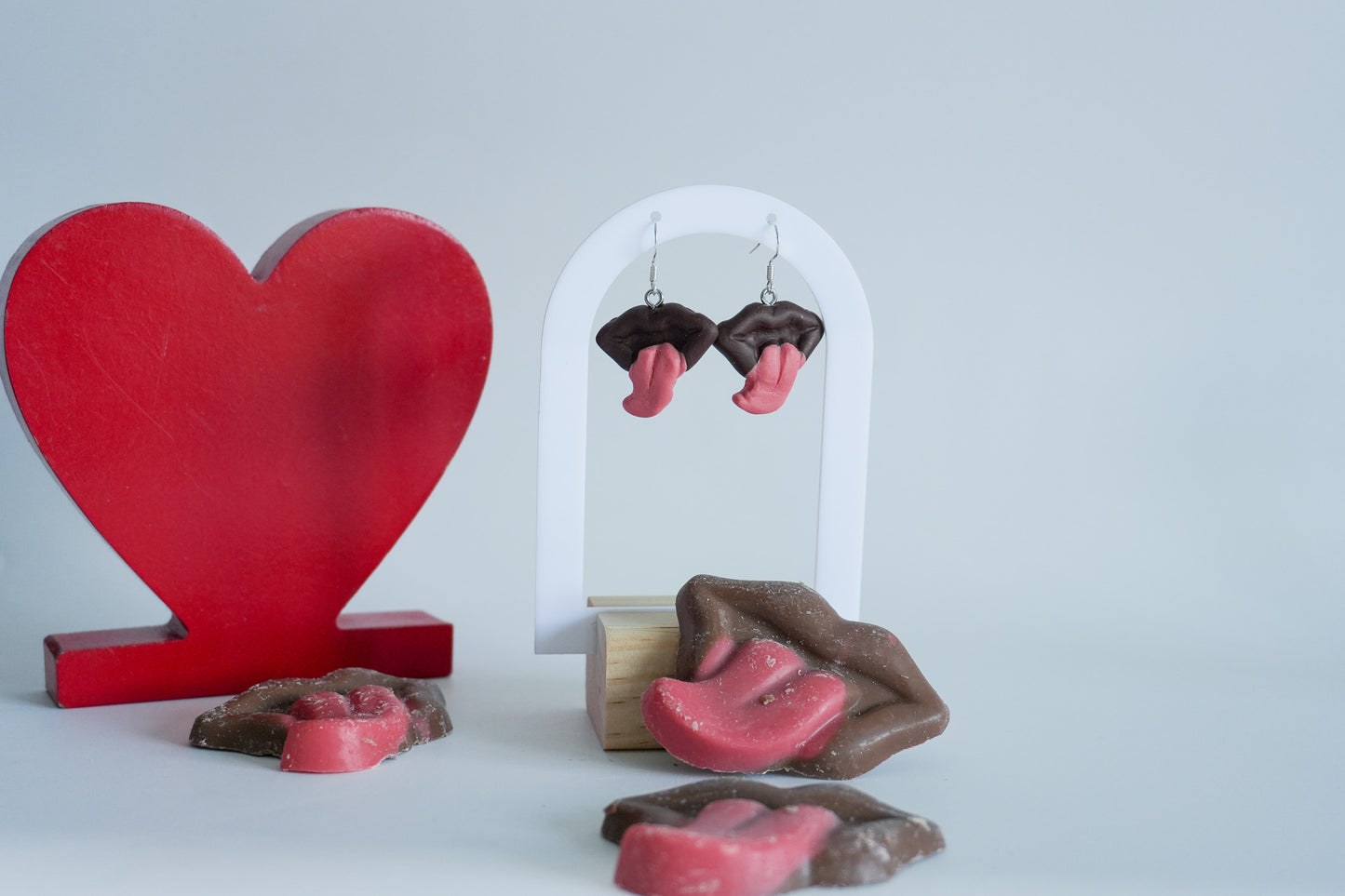 Raspberry Chocolate Mouth Earrings