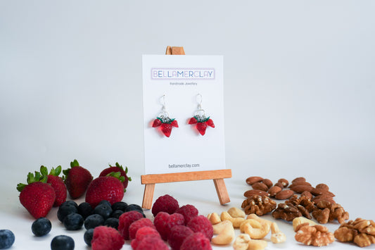 Resin Strawberry Cluster Earrings