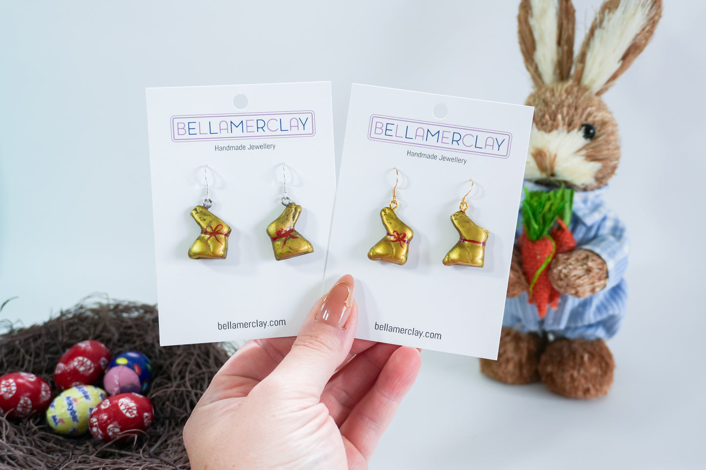 Gold Chocolate Bunny Earrings