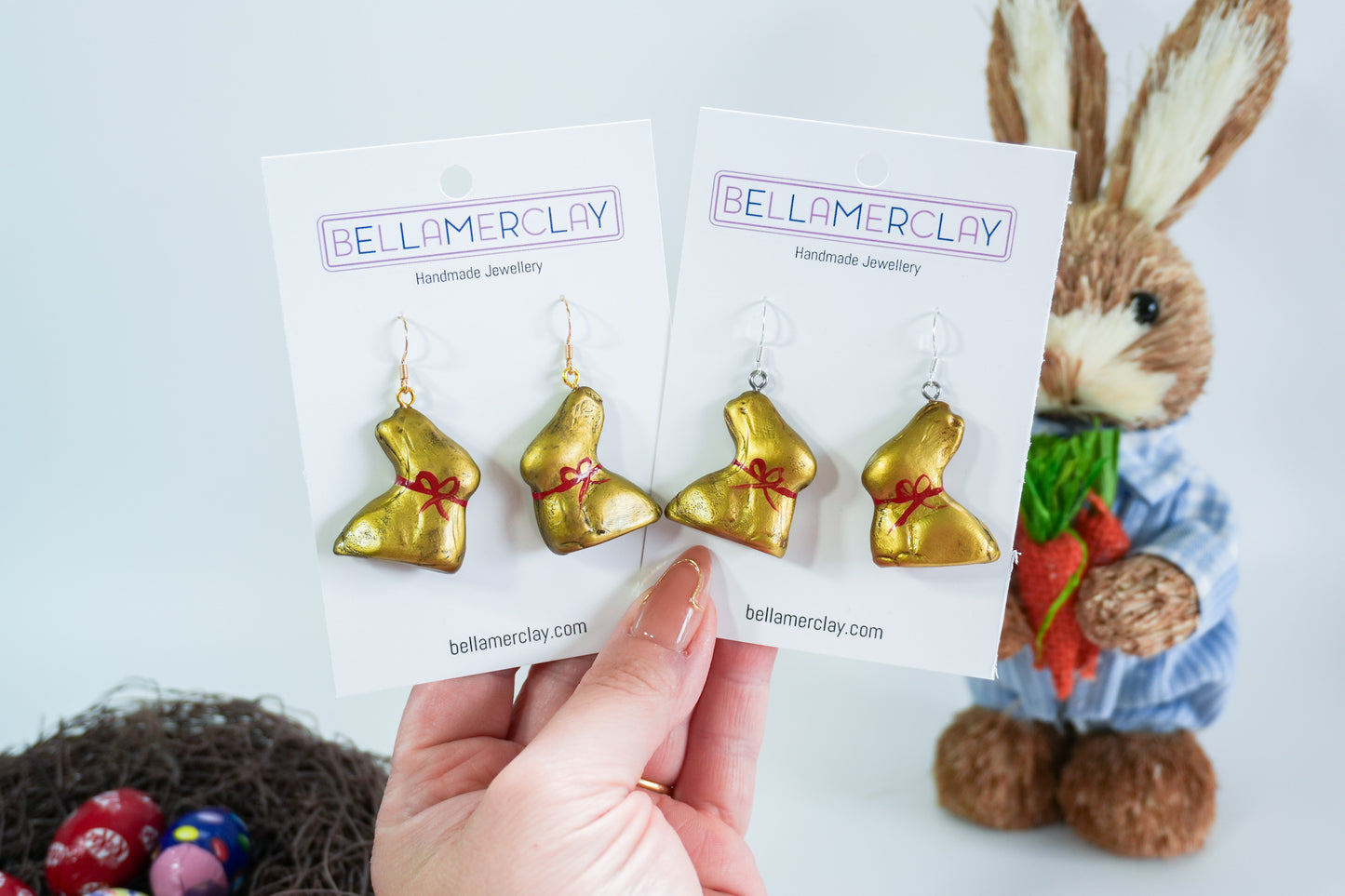 Gold Chocolate Bunny Earrings