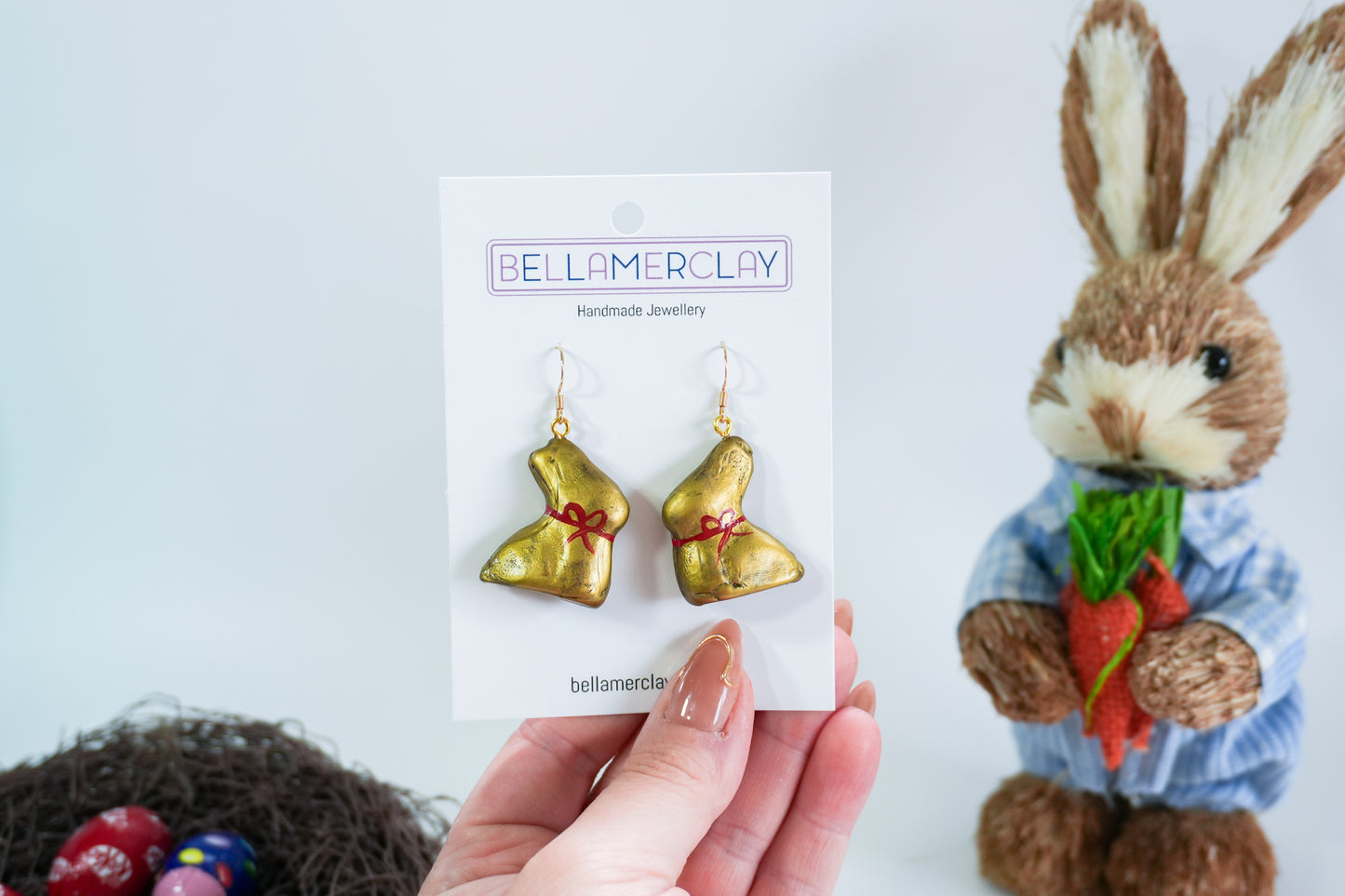 Gold Chocolate Bunny Earrings