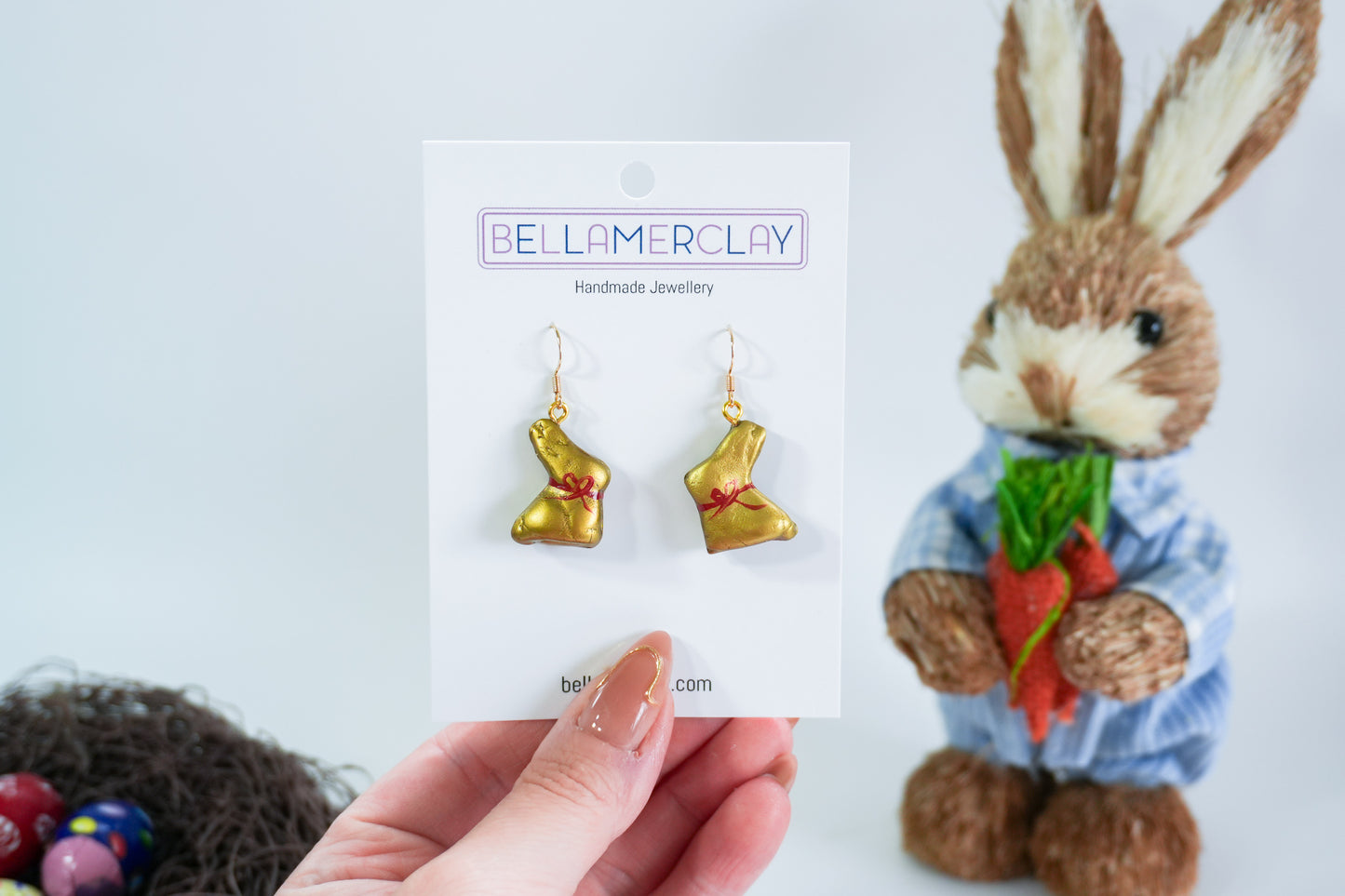 Gold Chocolate Bunny Earrings