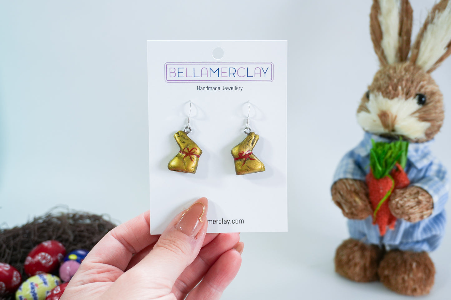 Gold Chocolate Bunny Earrings