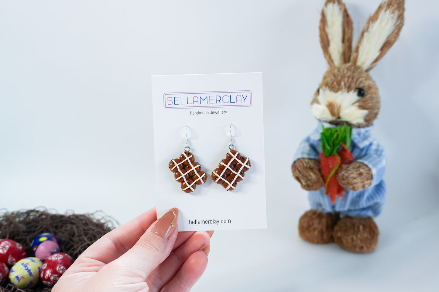 6 Pack of Hot Cross Bun Earrings