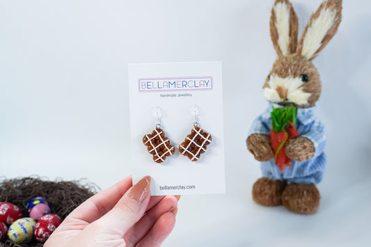 6 Pack of Hot Cross Bun Earrings