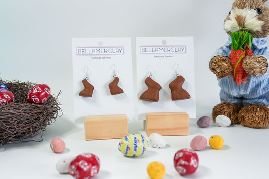 Solid Chocolate 3D Bunny Earrings