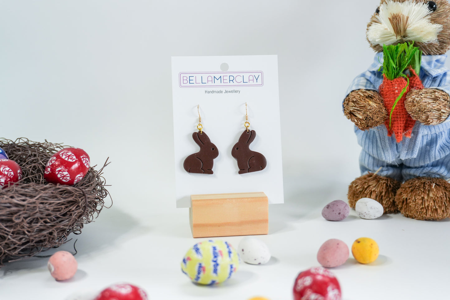 2D Chocolate Bunny Earrings