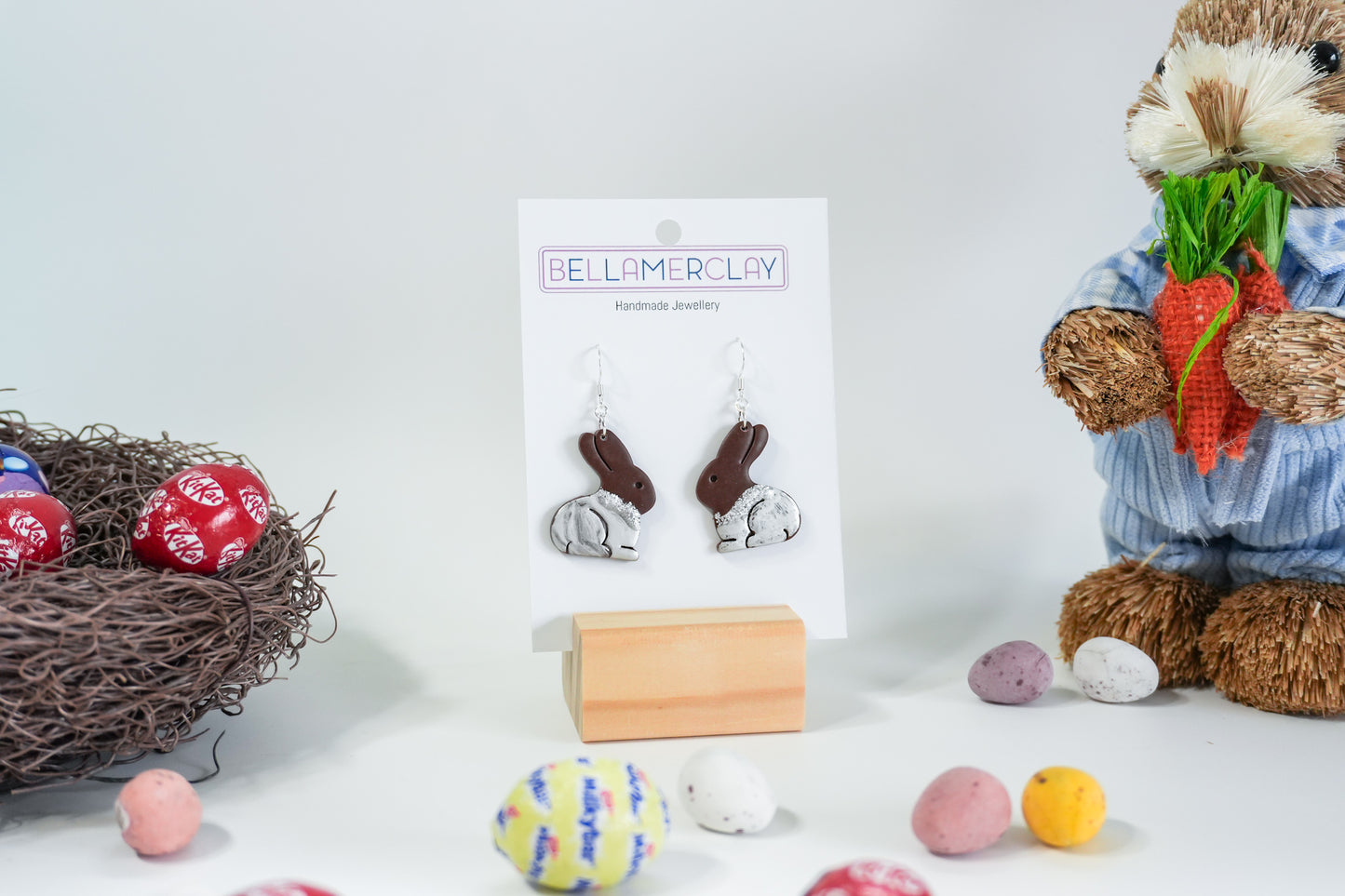 2D Chocolate Bunny Earrings