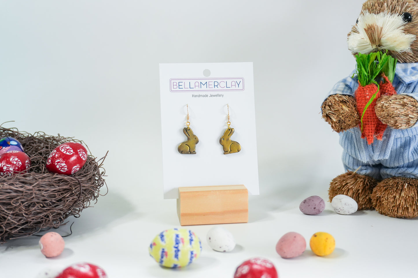 2D Chocolate Bunny Earrings