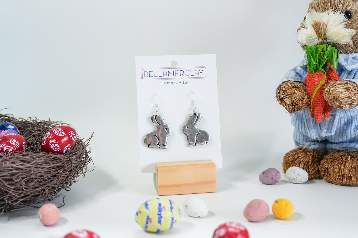 2D Chocolate Bunny Earrings