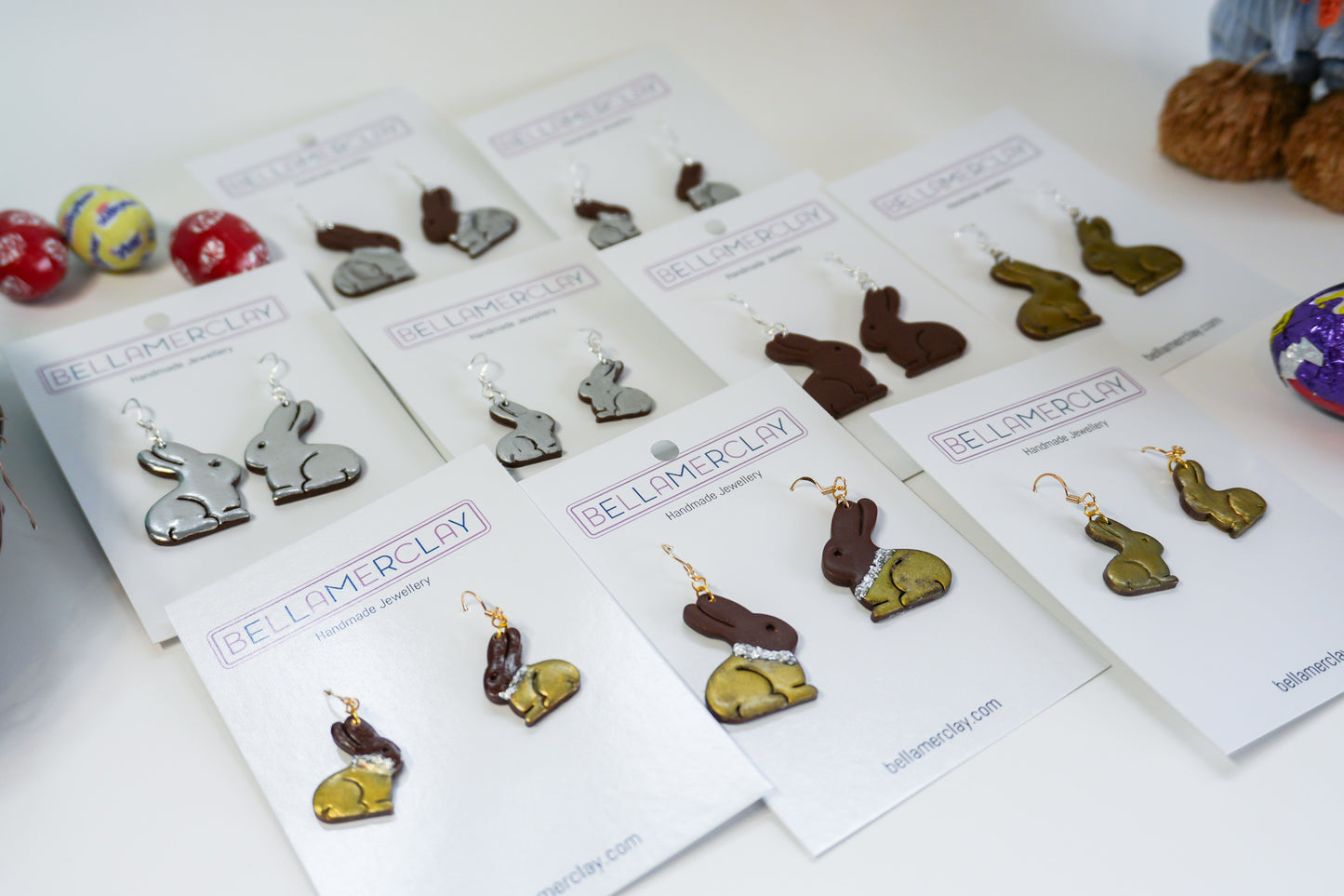 2D Chocolate Bunny Earrings