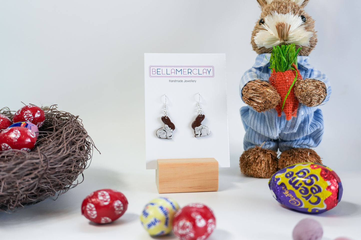 2D Chocolate Bunny Earrings