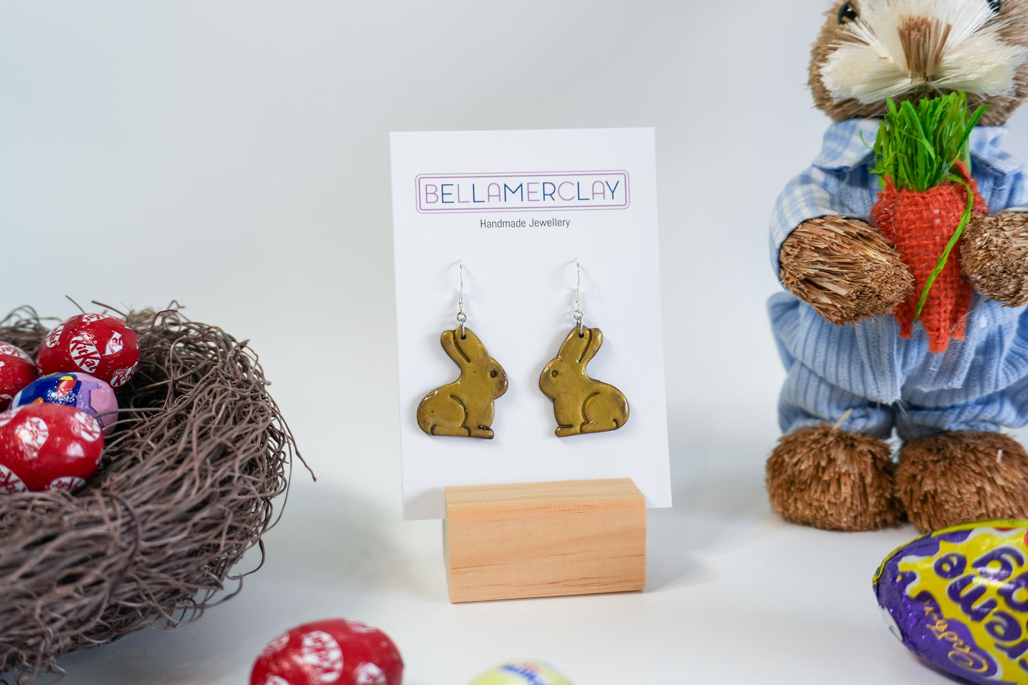 2D Chocolate Bunny Earrings