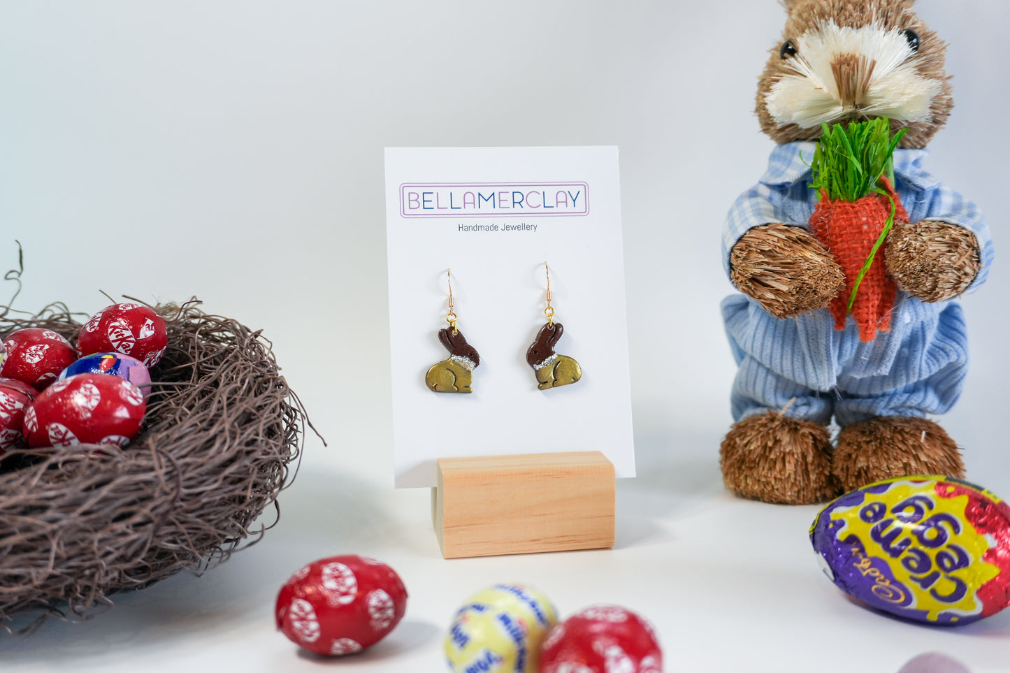 2D Chocolate Bunny Earrings