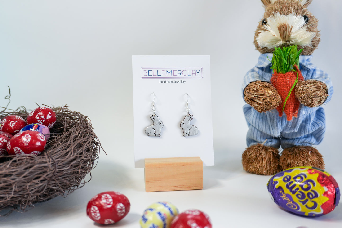 2D Chocolate Bunny Earrings