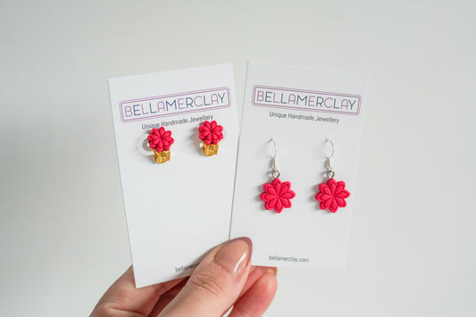 Magenta Flower Earrings