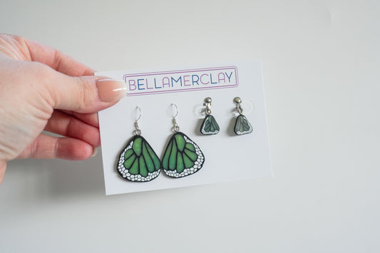 Green Butterfly Wing Combo Earrings