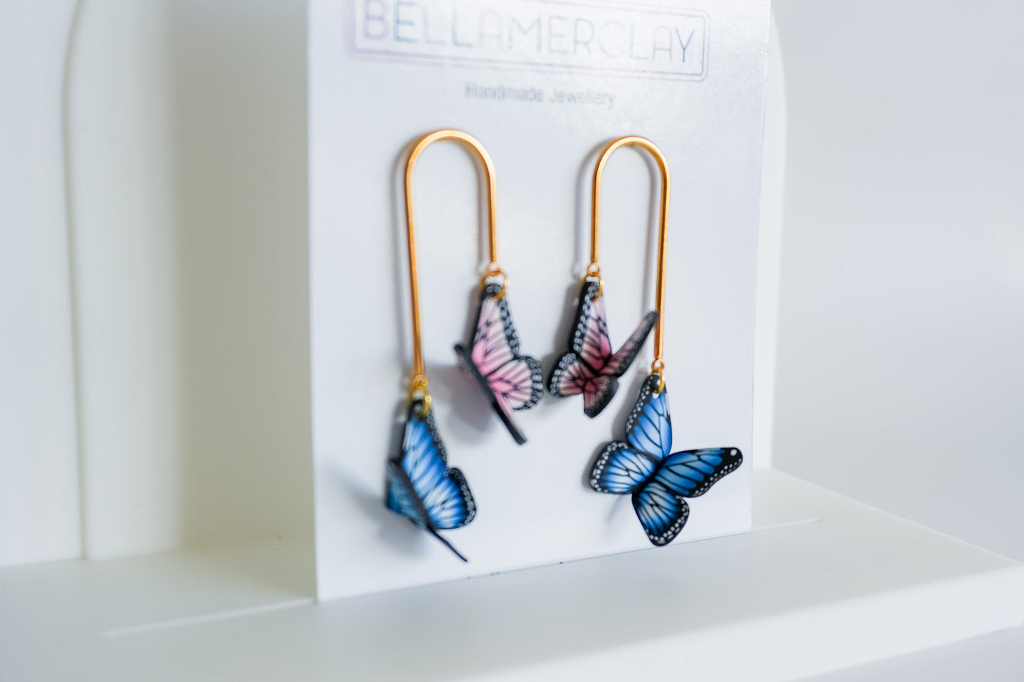 Curved Duel Butterfly Earrings