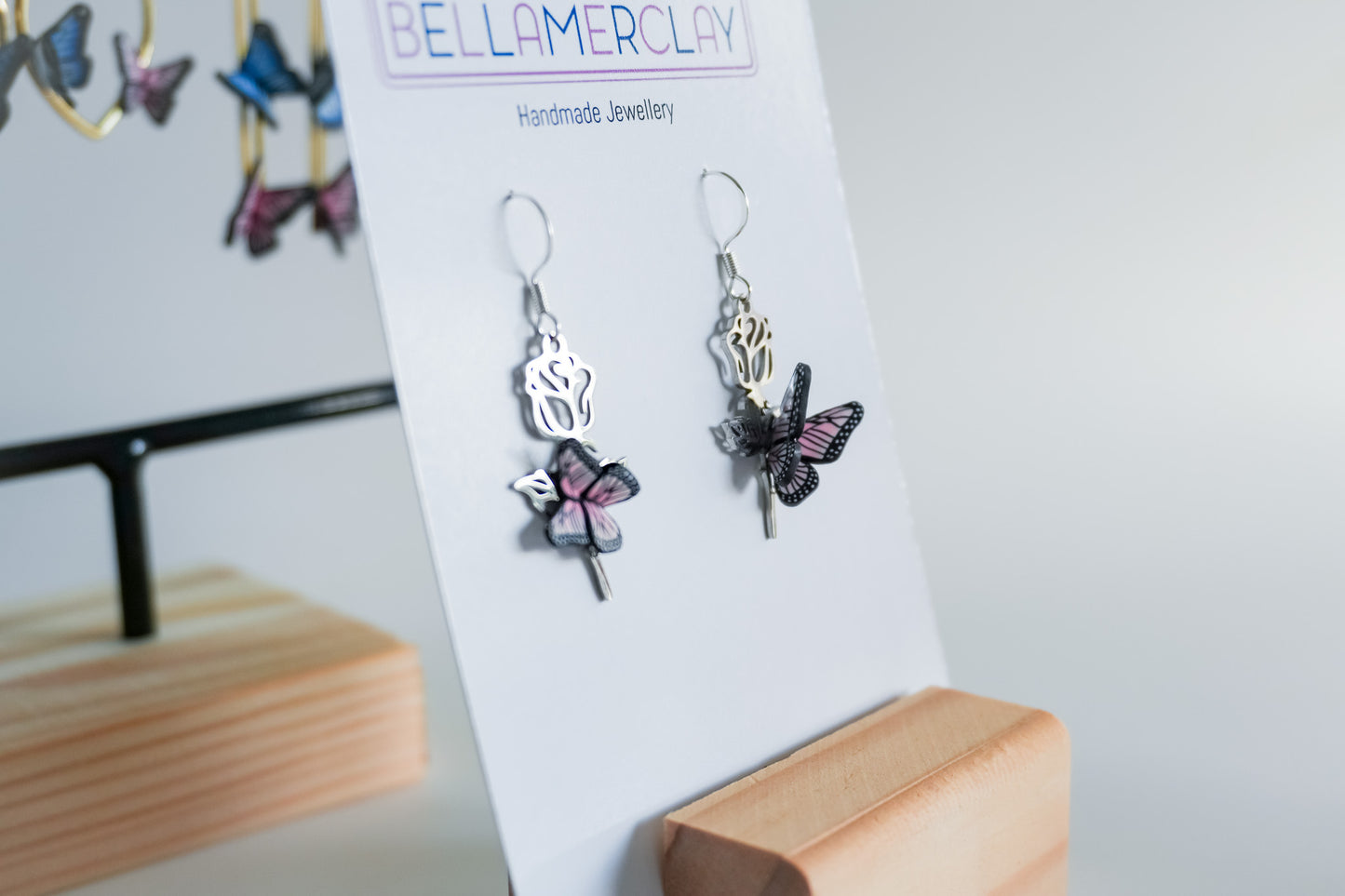 Rose Butterfly Earrings