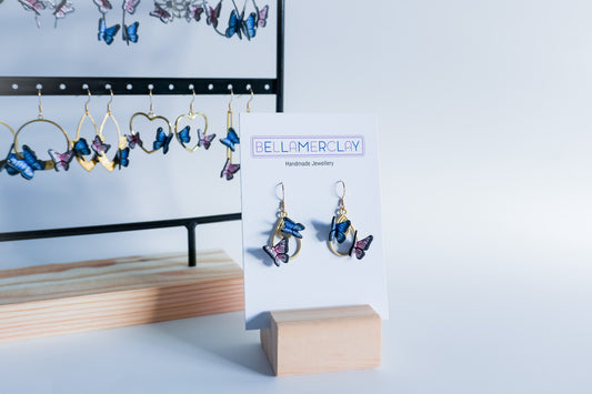 Gold Tear Drops Butterfly Earrings