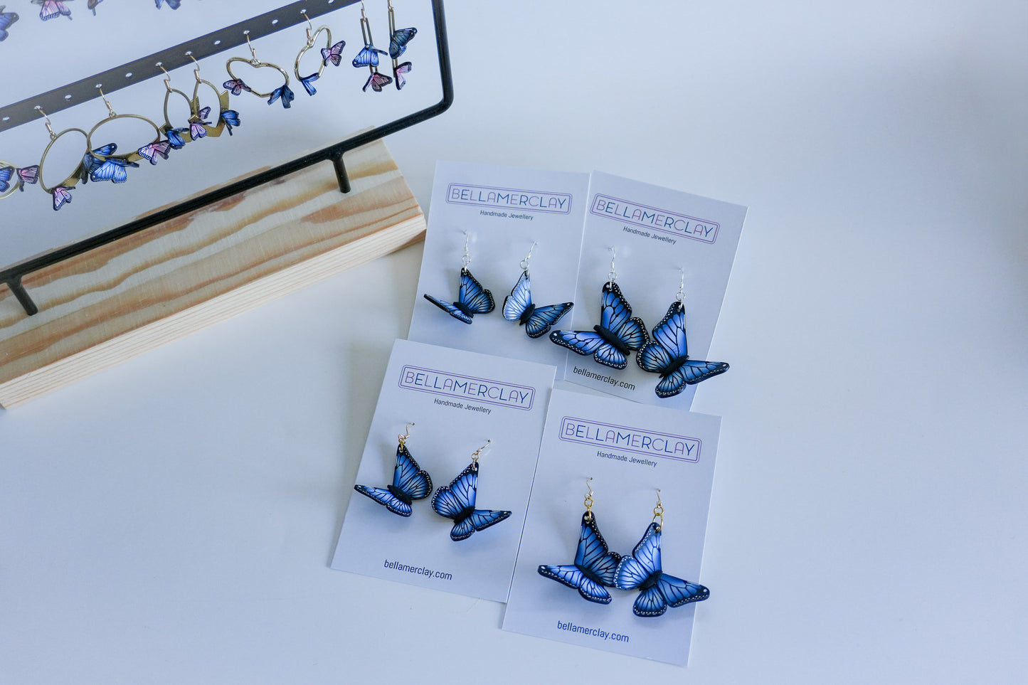 Slightly Bent Blue Butterfly Earrings