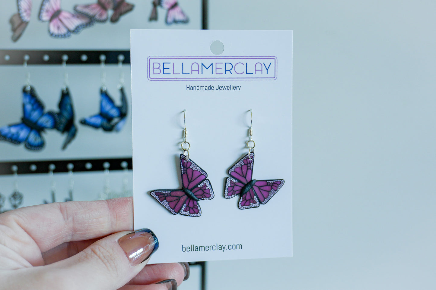 Purple Butterfly Wide Wing Earrings