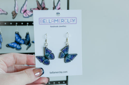 Paua Butterfly Wide Wing Earrings