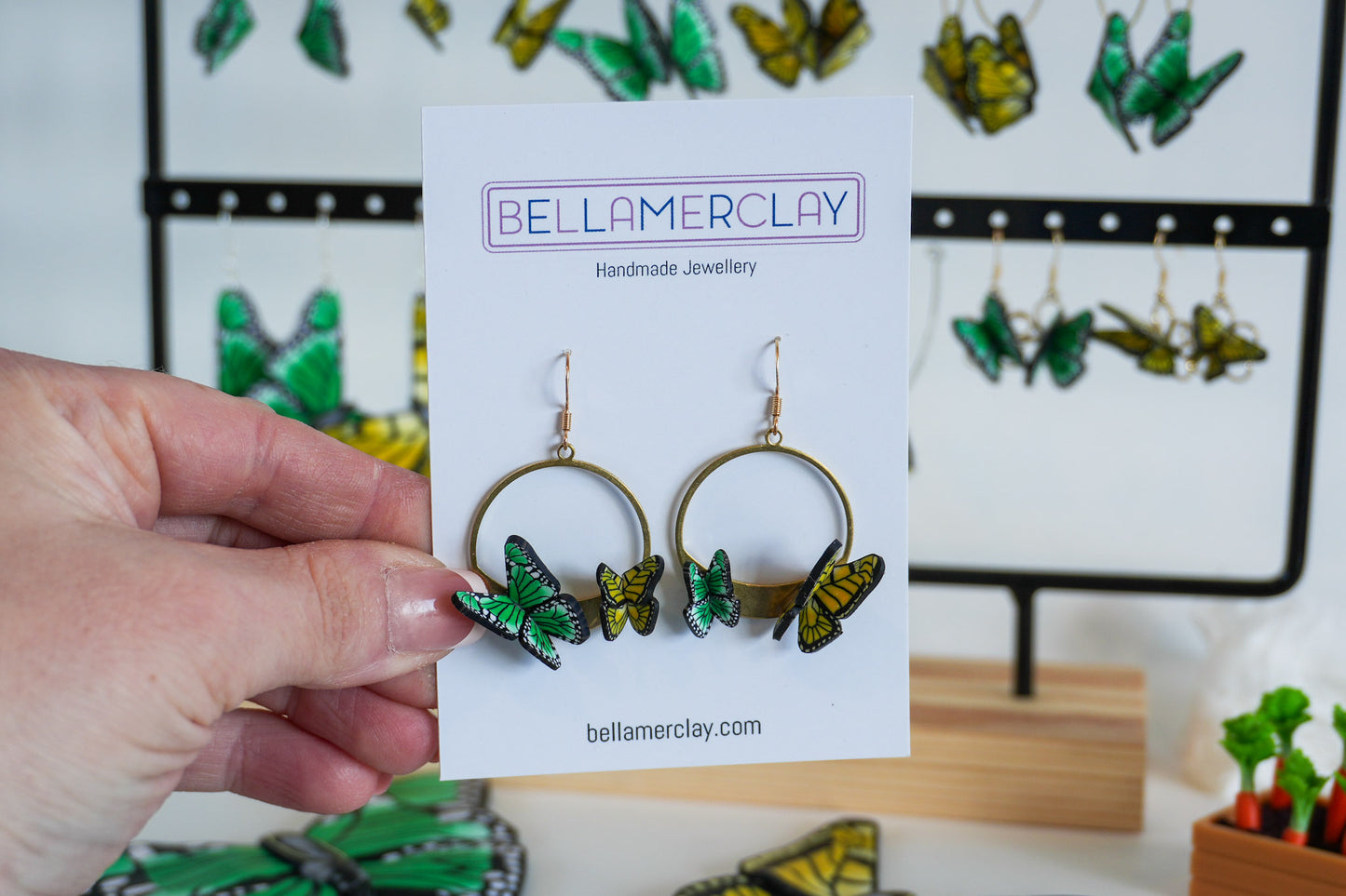 Butterfly Brass Circle Earrings