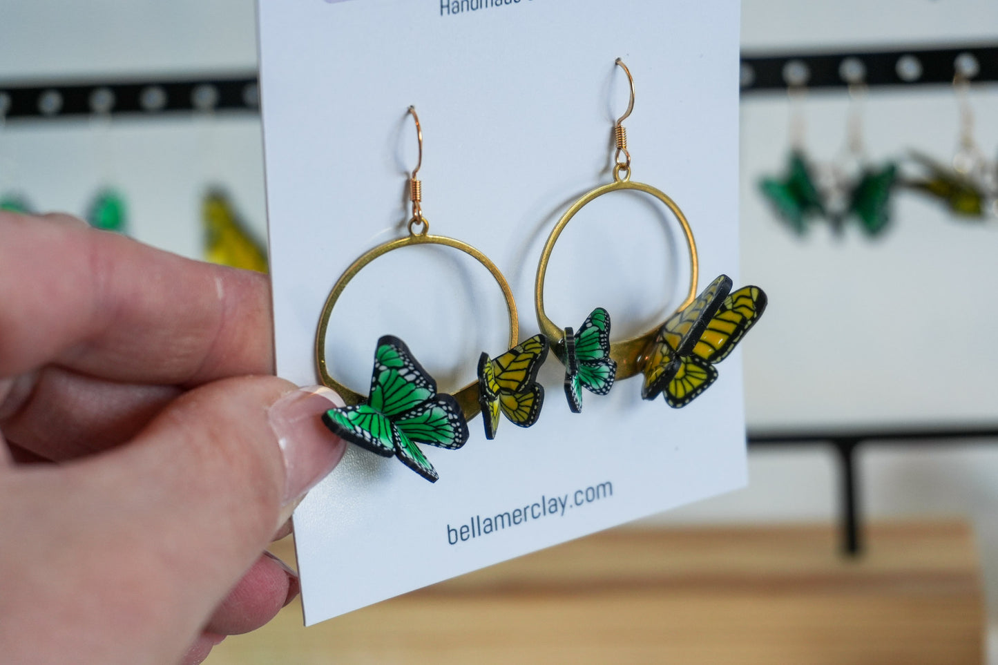 Butterfly Brass Circle Earrings