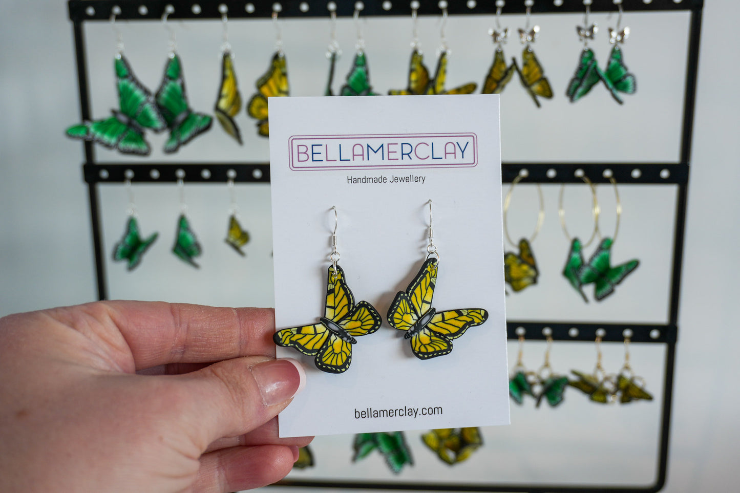 Yellow Curved Butterfly Earrings
