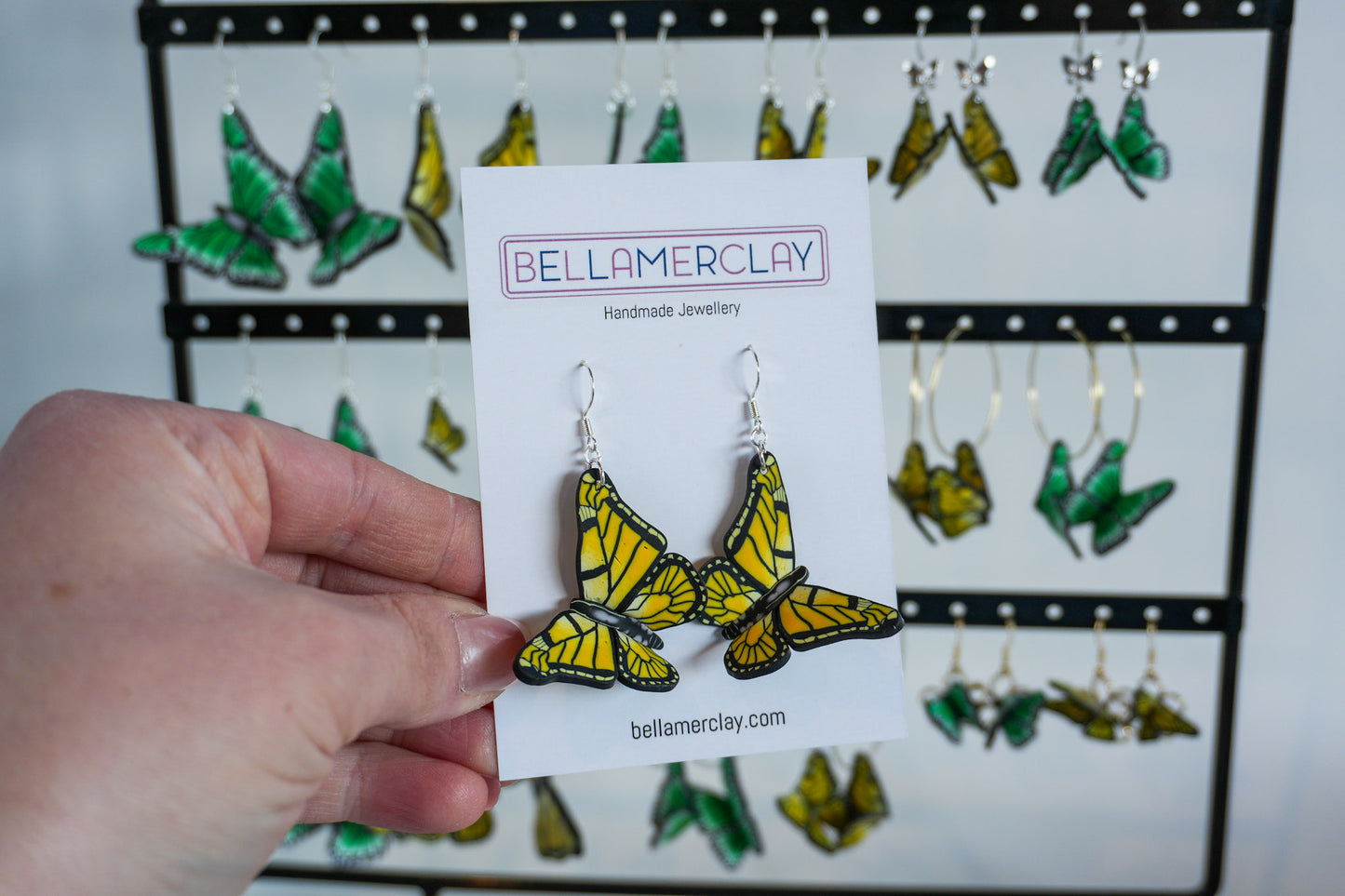 Yellow Curved Butterfly Earrings