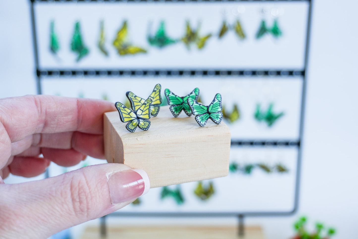 Yellow & Green Butterfly Studs
