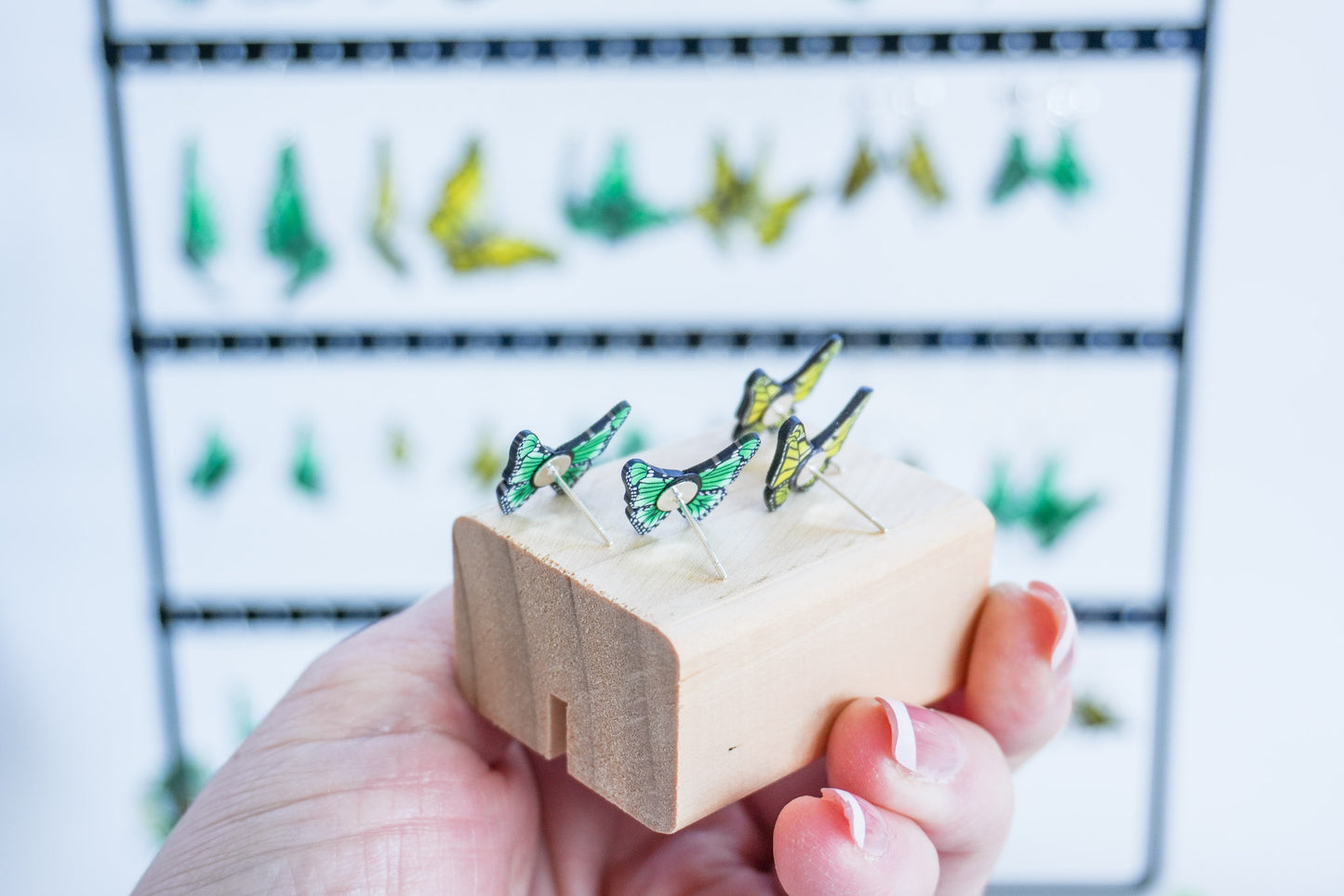Yellow & Green Butterfly Studs