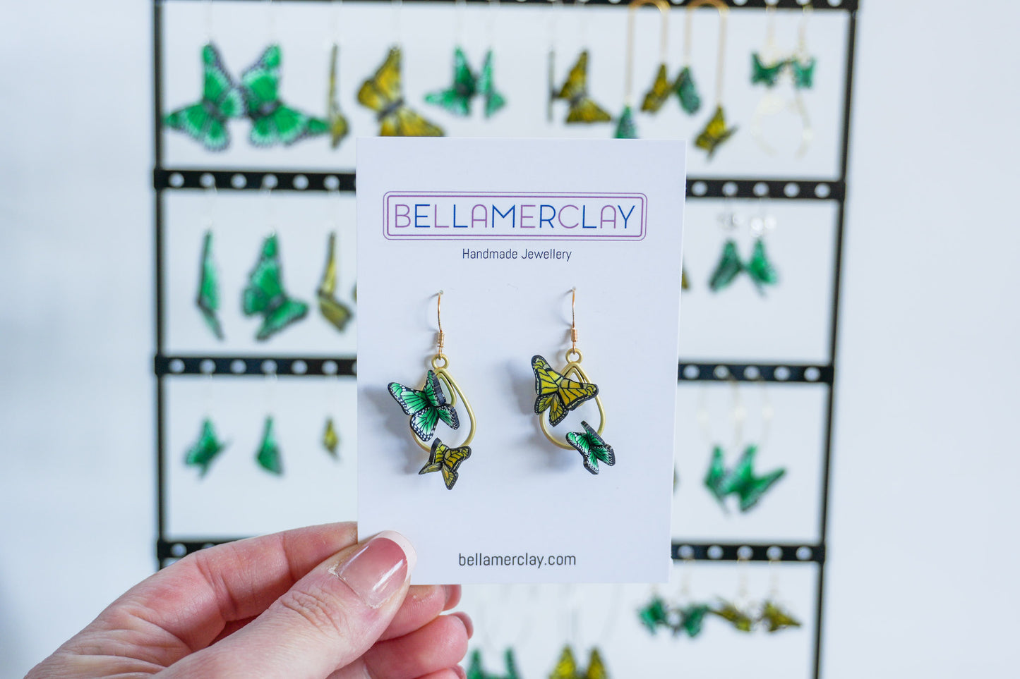 Gold Drop Butterfly Earrings