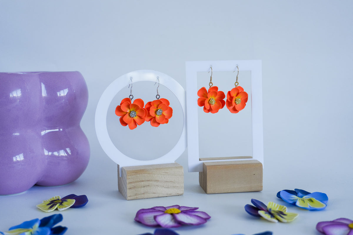 Orange Flower Earrings
