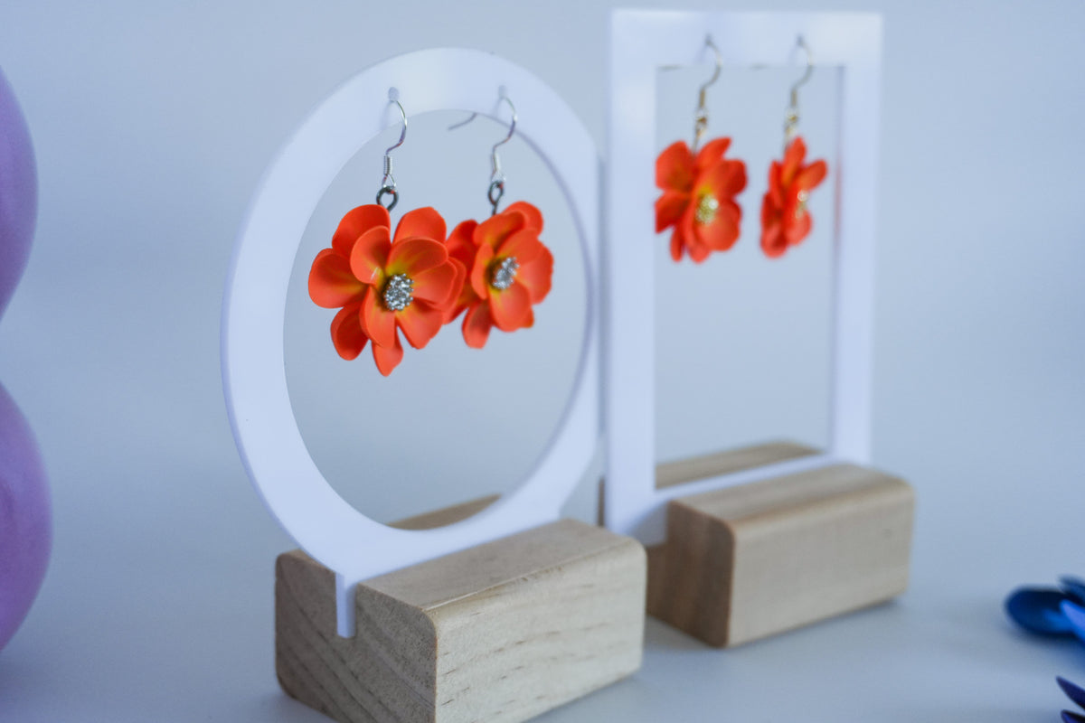 Orange Flower Earrings