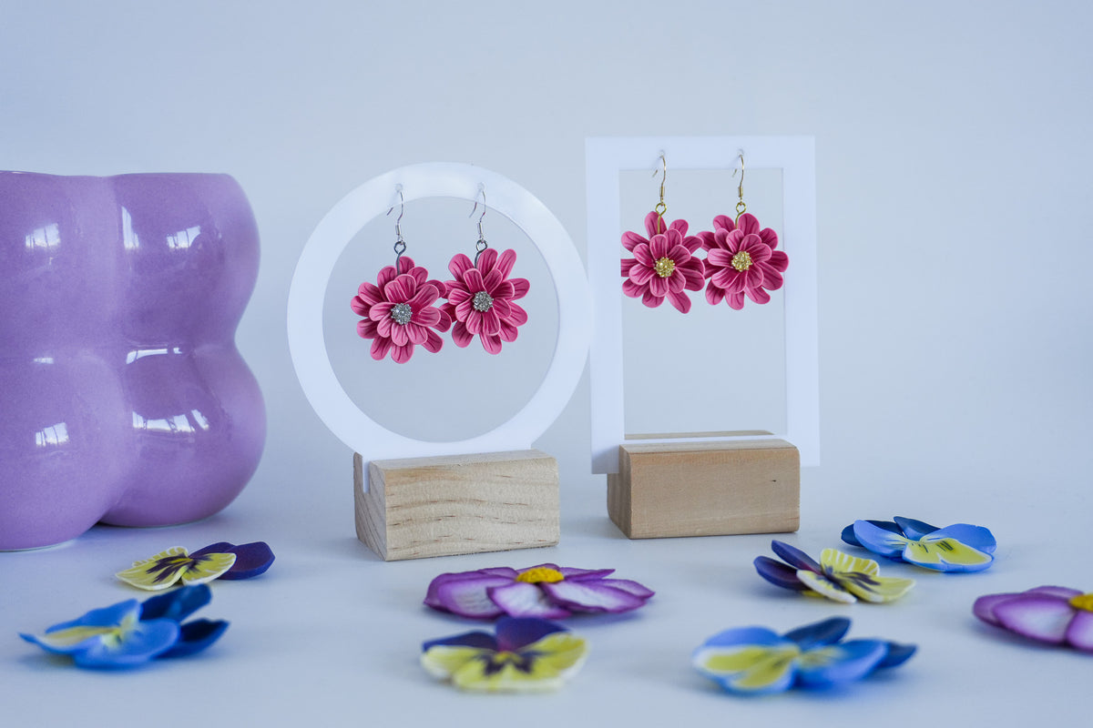 Pink Floral Earrings