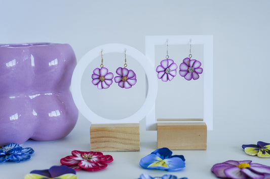 Purple Flower Earrings
