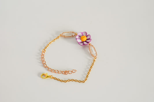 Purple and Gold Floral Bracelet