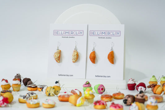 Almond and Plain Croissant Earrings