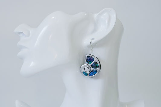 Silver Swirl Paua Earrings
