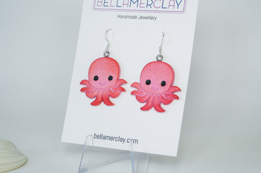 Pink Octopus Earrings