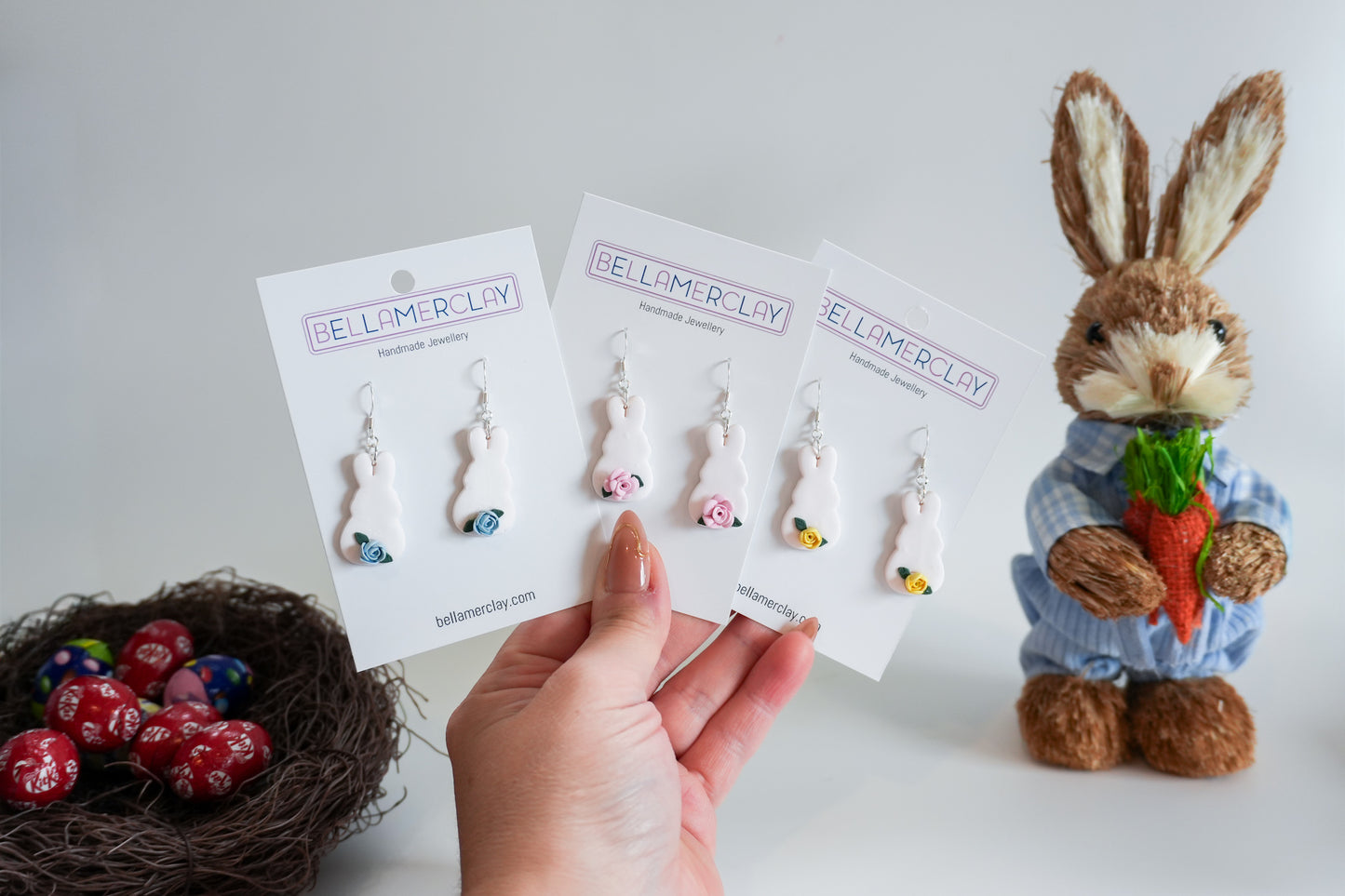 Floral Bunny Tail Earrings