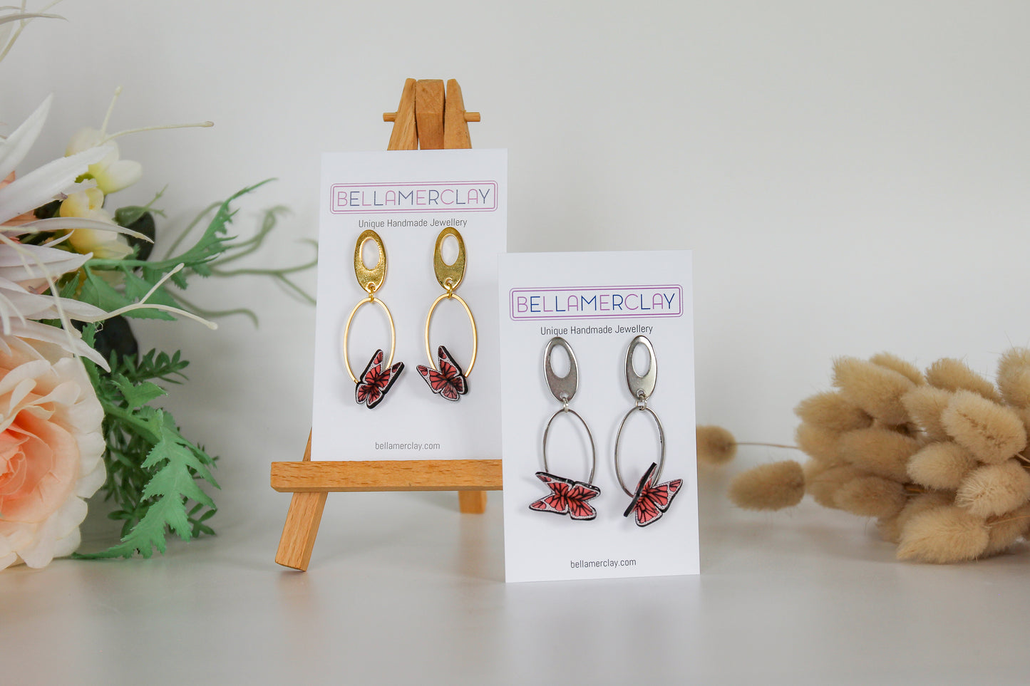 Double Oval Butterfly Earrings